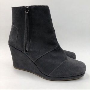 Toms Gray High Desert Wedge Ankle Booties